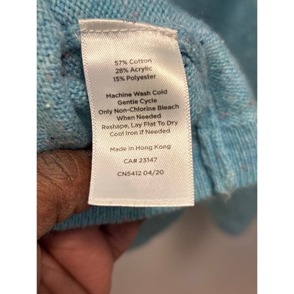 Talbots Petite Blue Elbow Sleeve Sweater Dress With Button Details On Sleeves Si - Picture 9 of 11